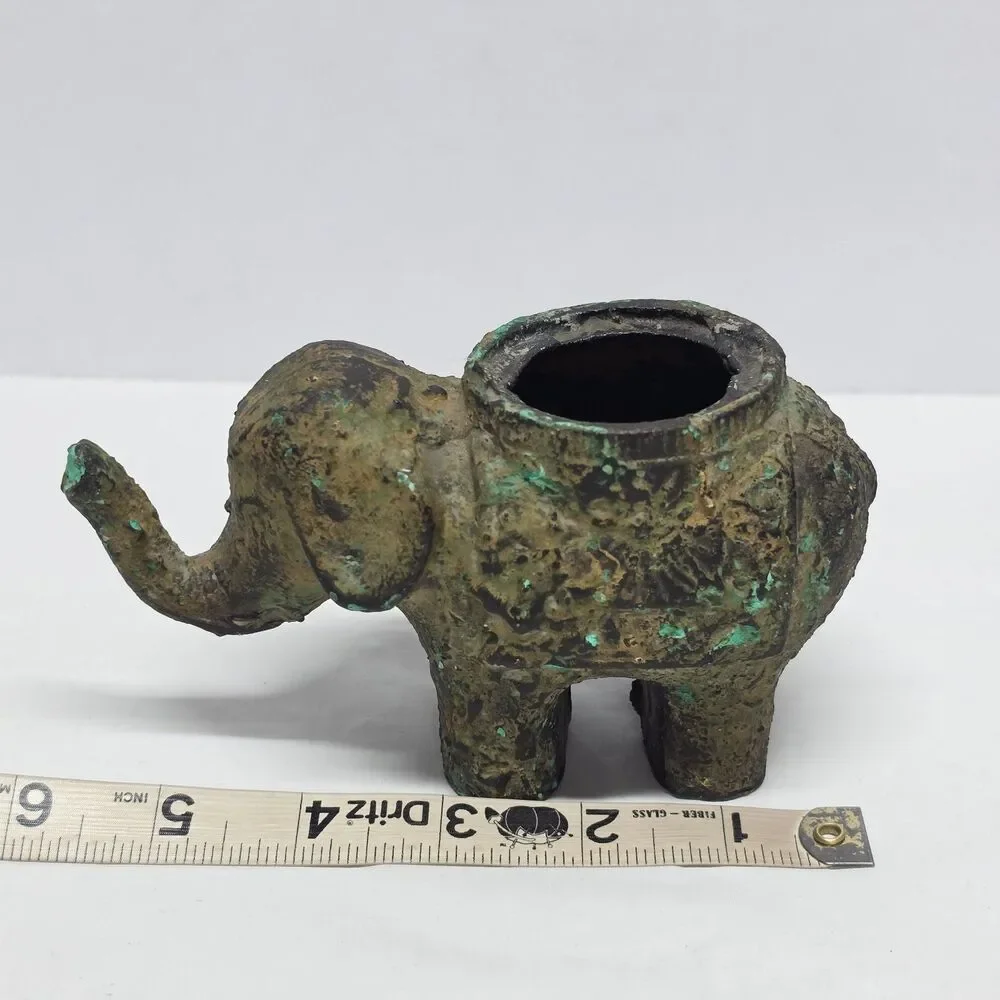 Antique Japan Bronze Gold Gilt Good Luck Elephant Incense Censer Patina NO LID!